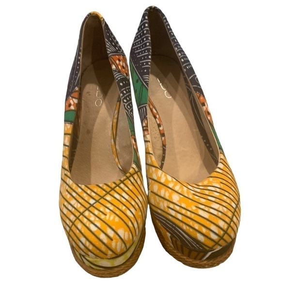 ALDO Forwood Platform Batik Wedge with woven leather trim - Picture 7 of 10